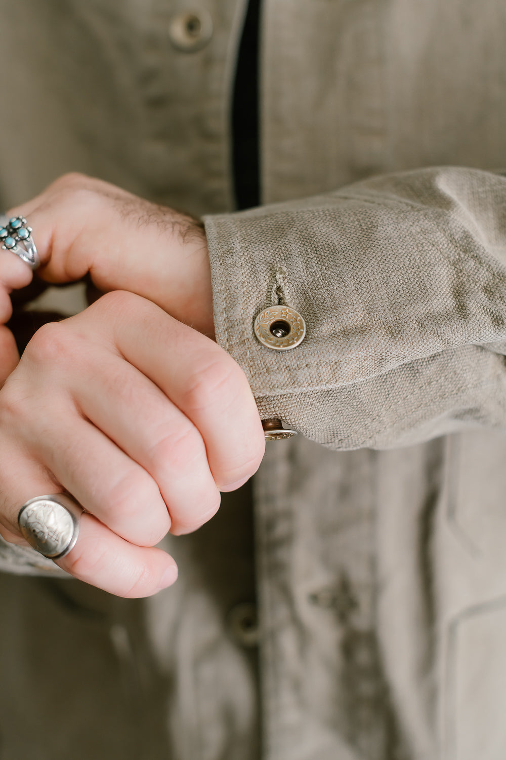 2015-8 - 14oz Sulfur Dye Heavy Oxford Chore Jacket - Olive Drab