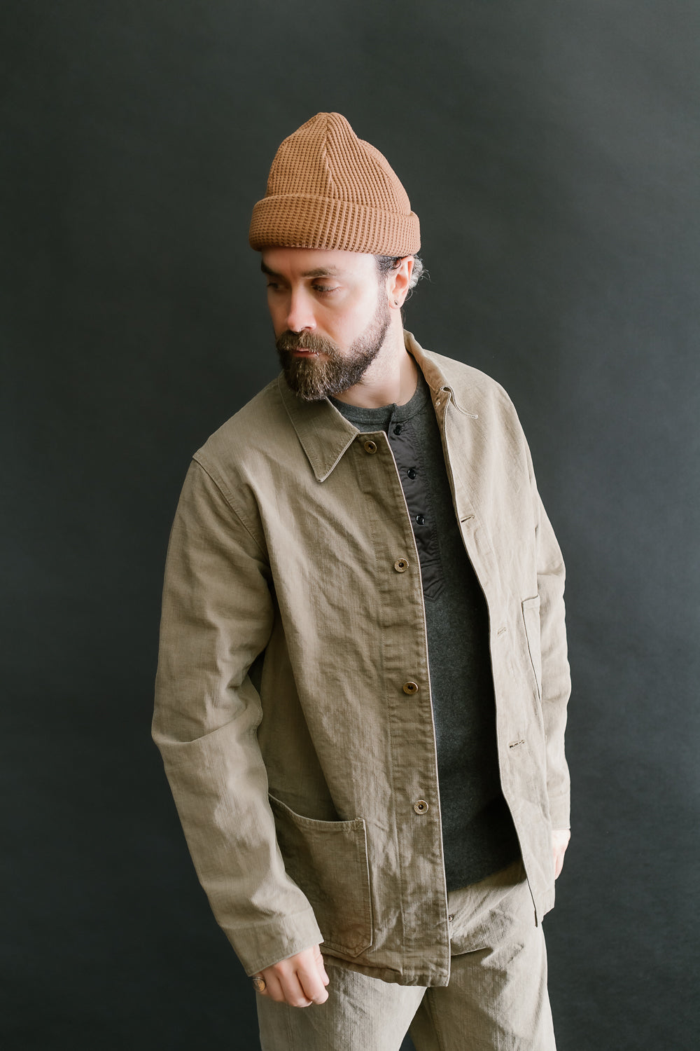 2015-8 - 14oz Sulfur Dye Heavy Oxford Chore Jacket - Olive Drab