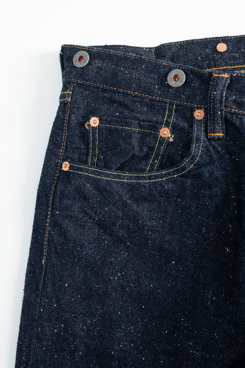 GZ-15HRJ-0510NP - 15oz Nep Yarn Heritage Fit Cinch Back Selvedge Jeans - Indigo