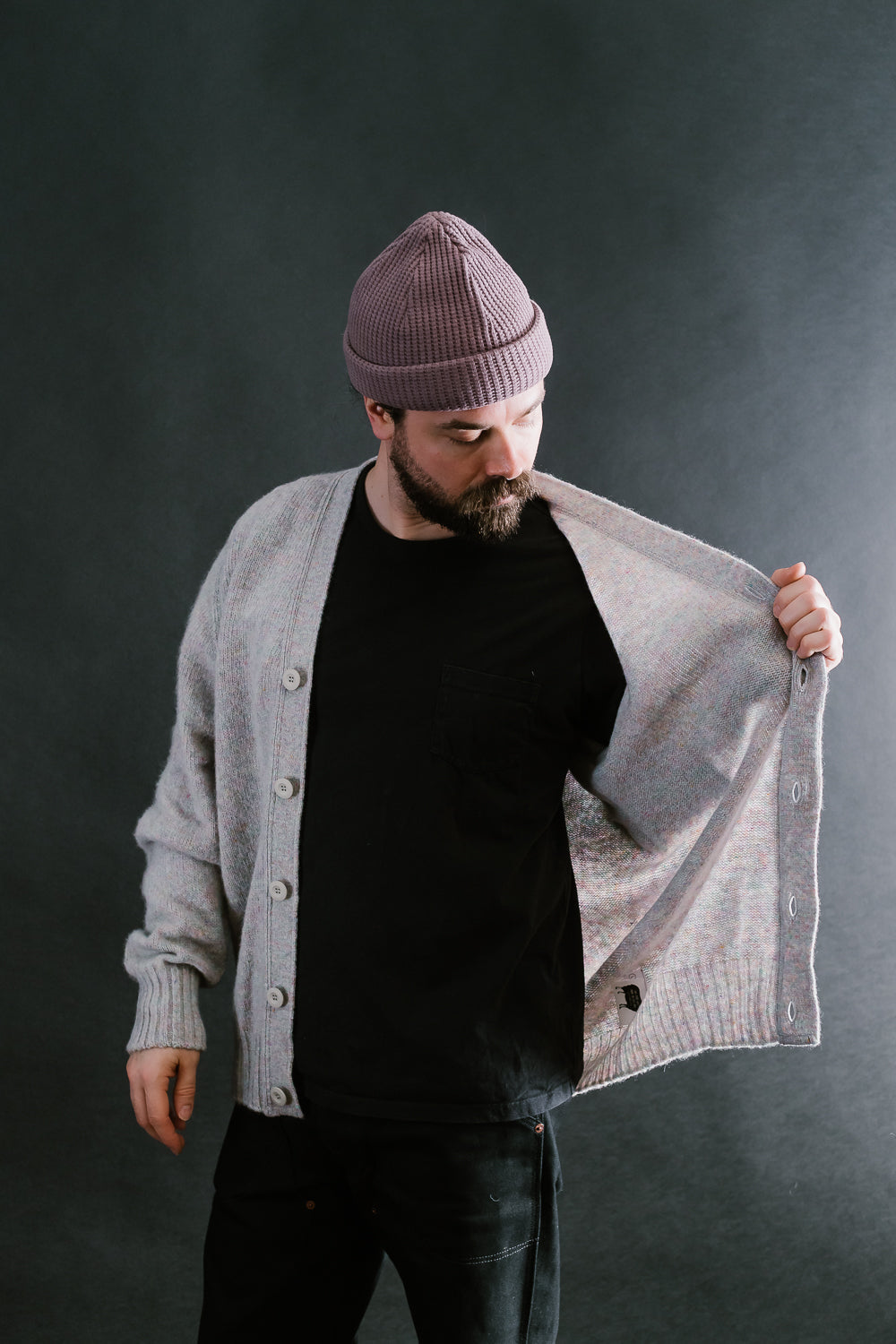 Shaggy Bear Cardigan - Galaxy