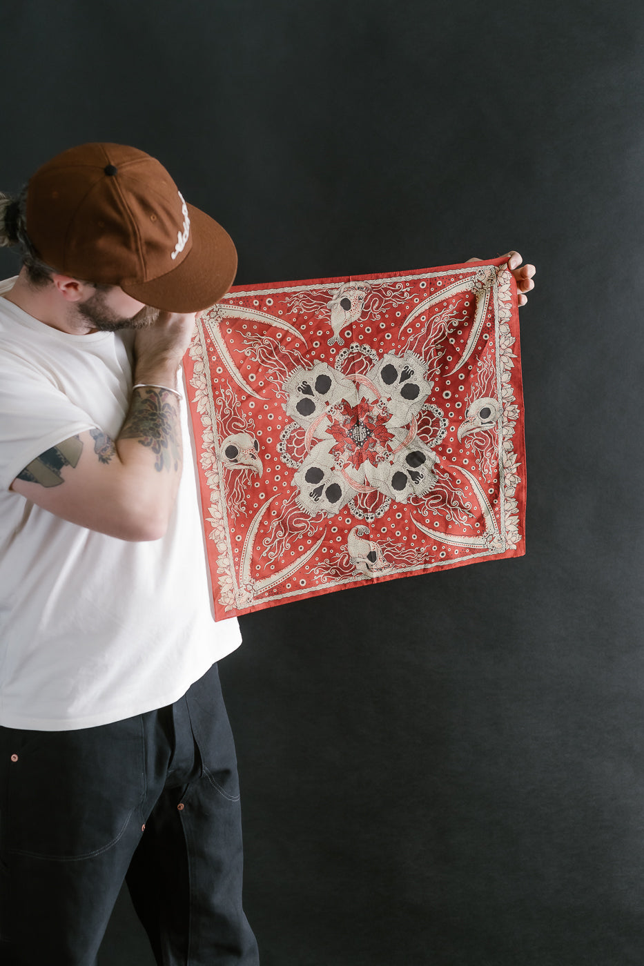 Skull Bandana - Red, White, Yellow