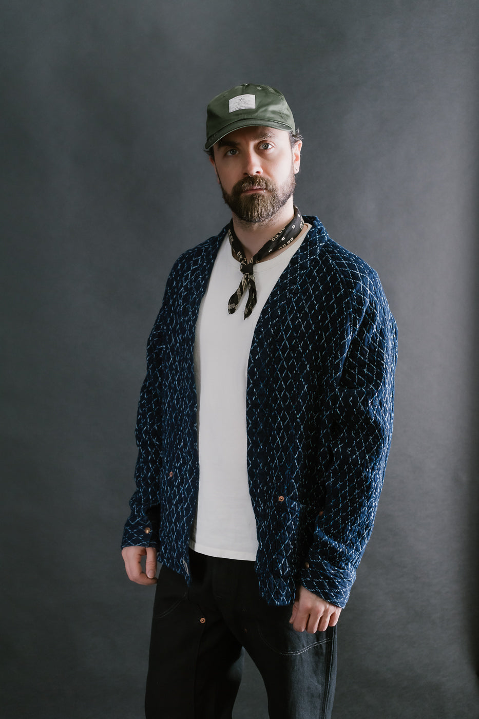 Slowhand Kasuri Sashiko Kimono Shirt - Indigo