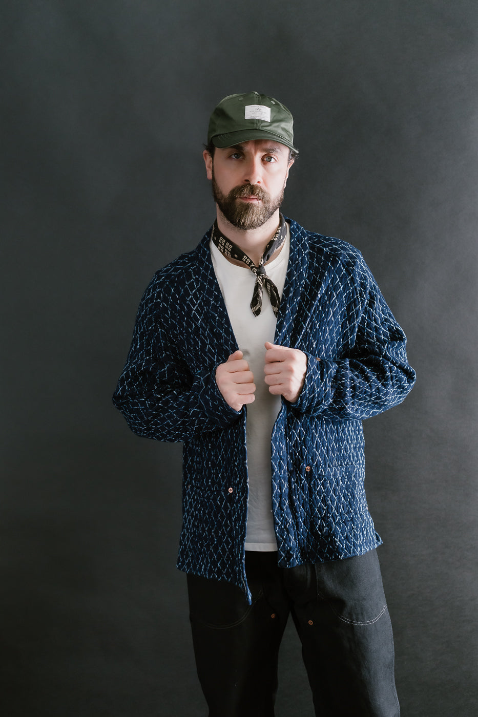 Slowhand Kasuri Sashiko Kimono Shirt - Indigo