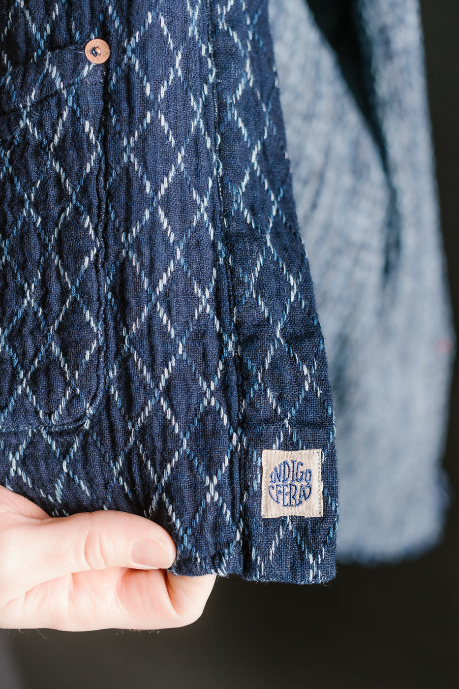 Slowhand Kasuri Sashiko Kimono Shirt - Indigo