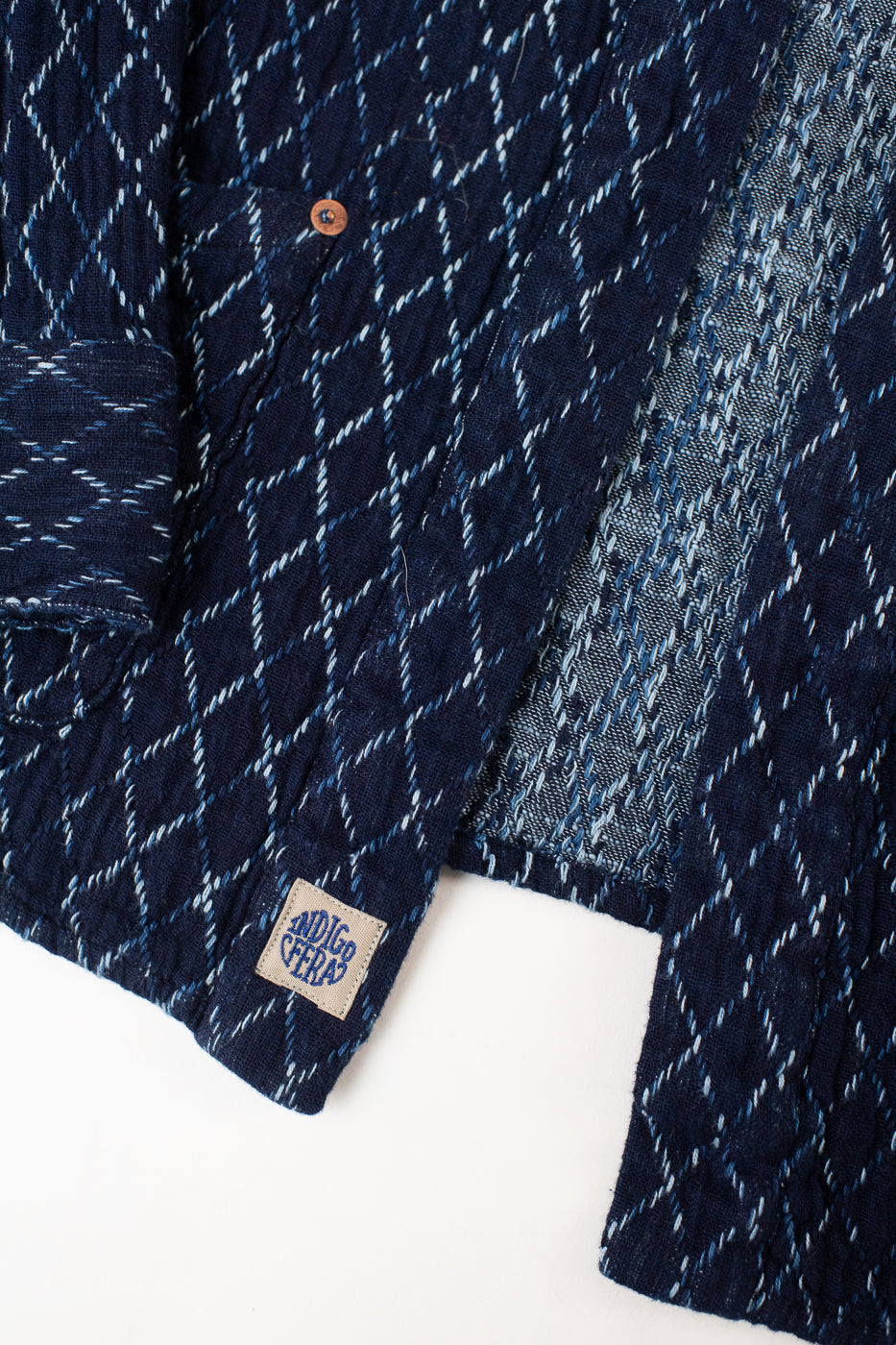 Slowhand Kasuri Sashiko Kimono Shirt - Indigo