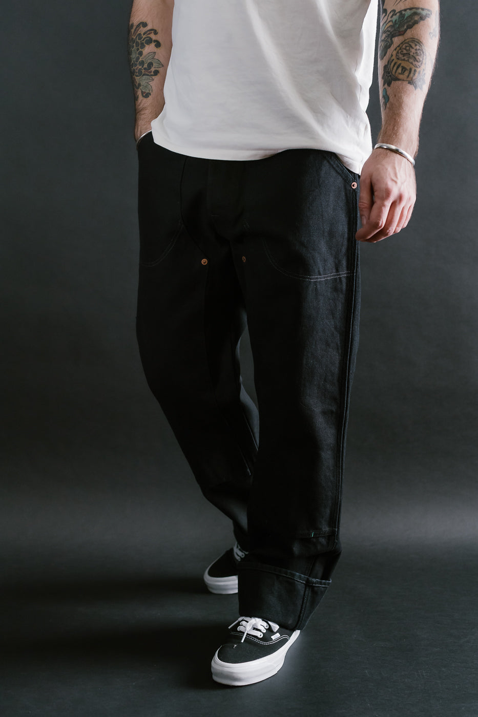 13oz - Wendell Double Knee Pant Smithson Canvas - Rinsed Black