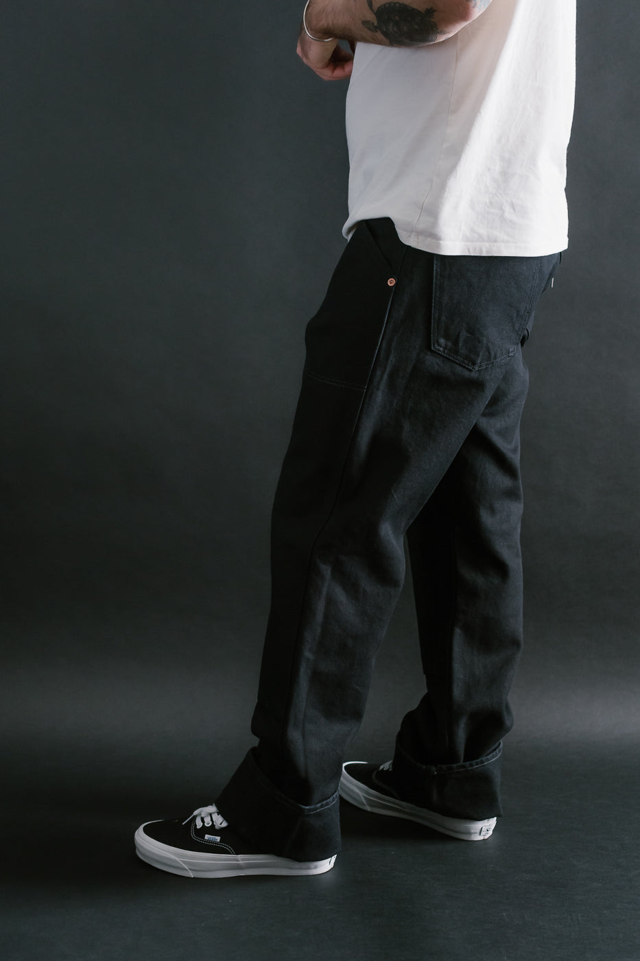 13oz - Wendell Double Knee Pant Smithson Canvas - Rinsed Black