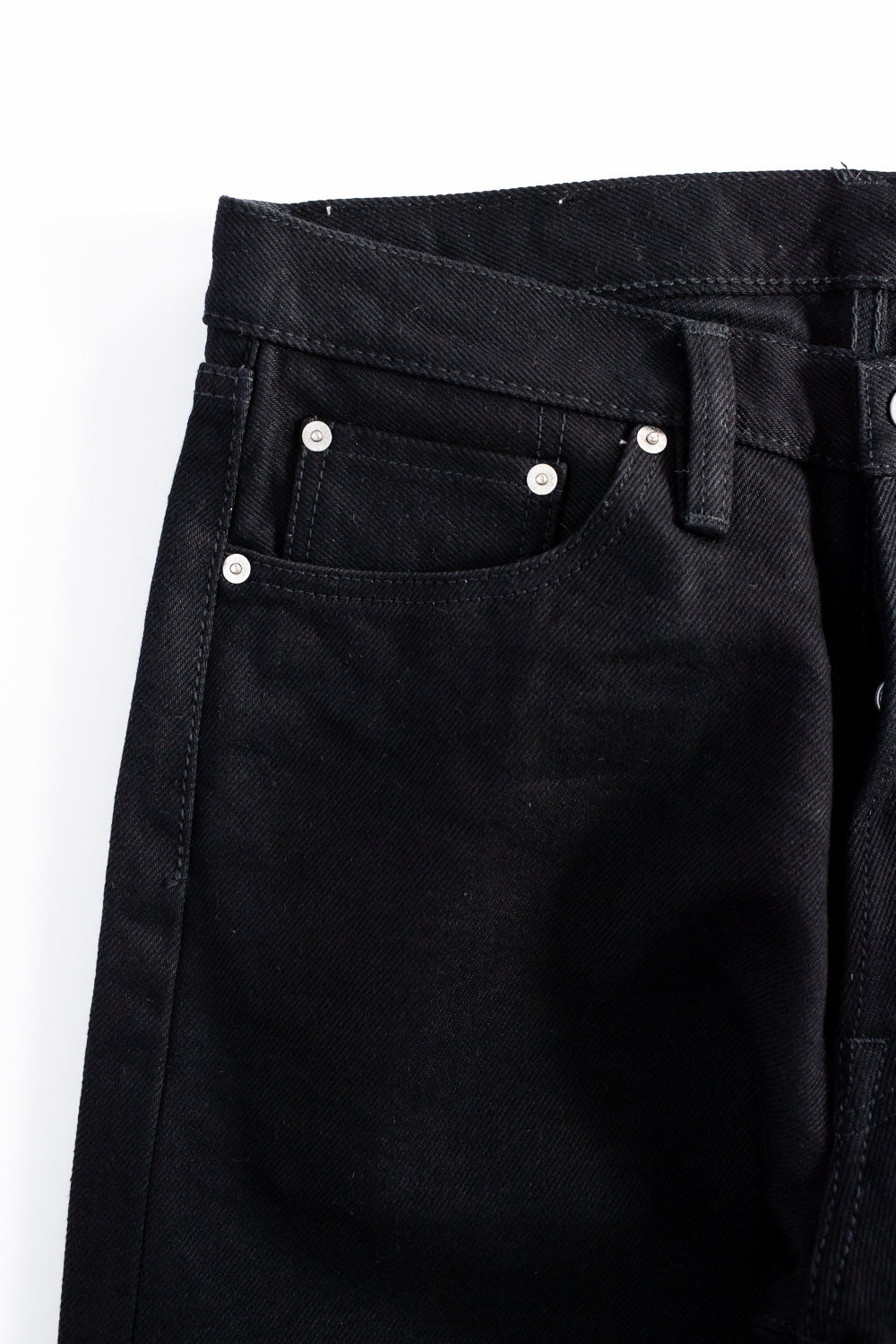 IH-888S-SBG - 21oz Selvedge Denim Medium/High Rise Tapered Cut Jeans - Superblack (Fades to Grey)