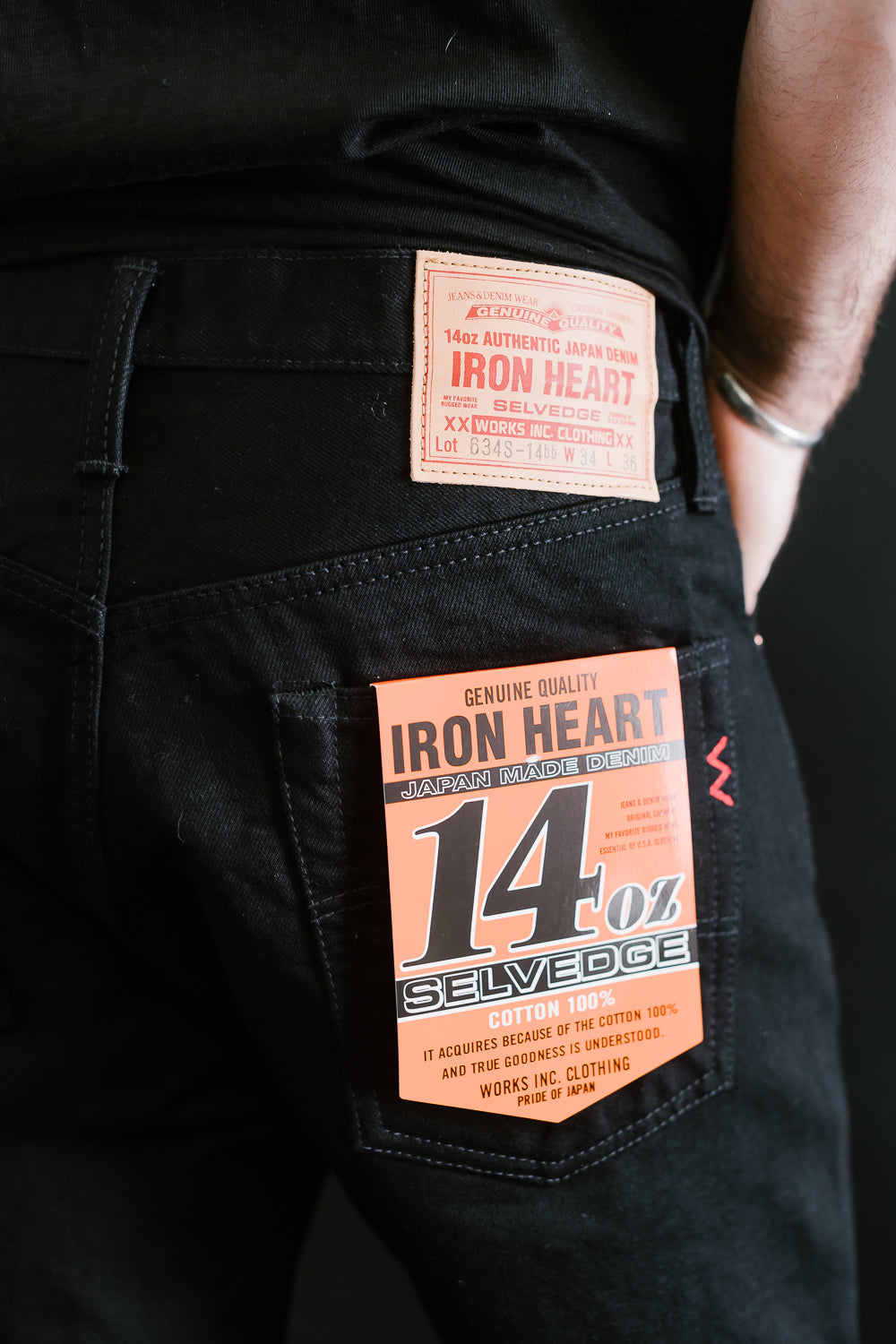 IH-634S-142bb - 14oz Selvedge Denim Straight Cut Jeans - Black/Black