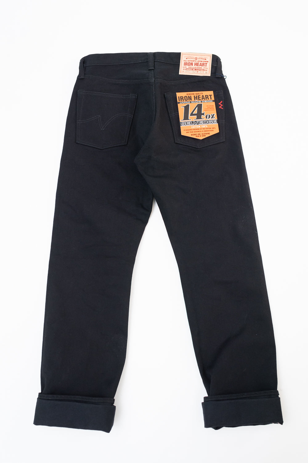 IH-888S-142bb - 14oz Selvedge Denim Medium/High Rise Tapered Jeans - Black/Black