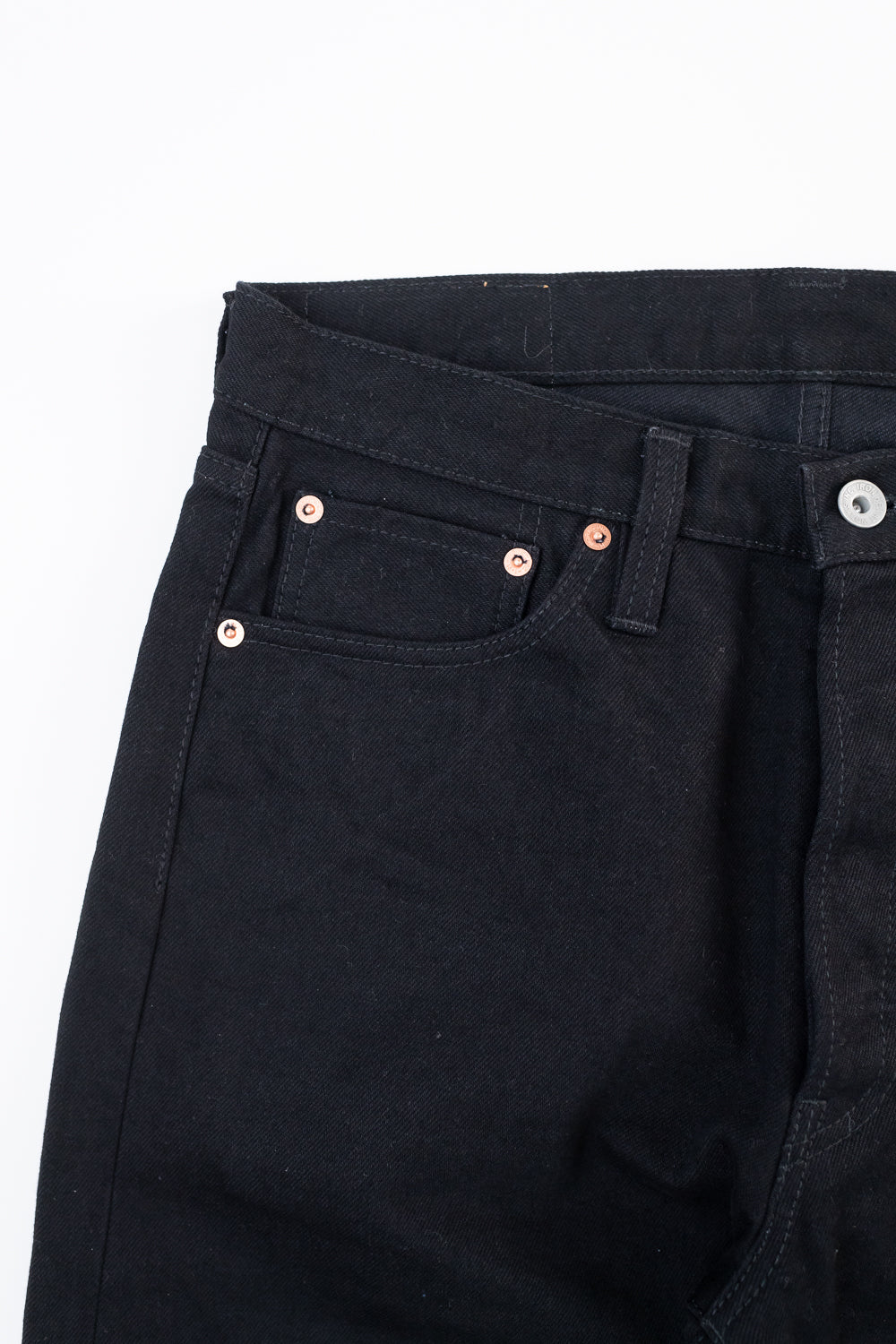 IH-888S-142bb - 14oz Selvedge Denim Medium/High Rise Tapered Jeans - Black/Black