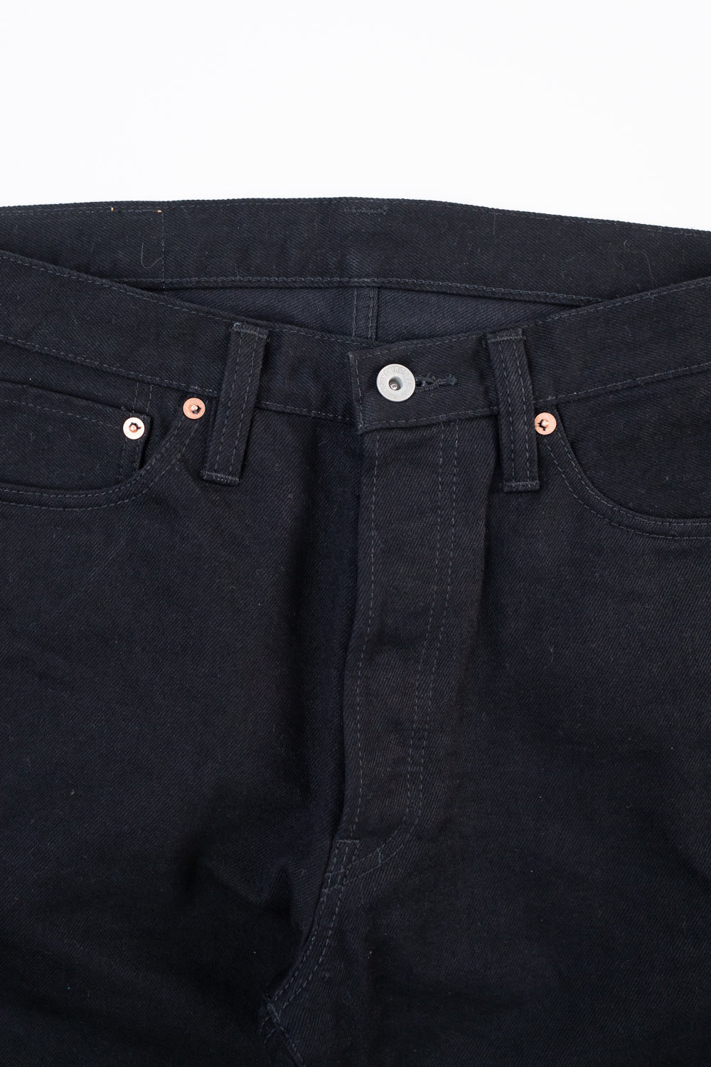 IH-888S-142bb - 14oz Selvedge Denim Medium/High Rise Tapered Jeans - Black/Black