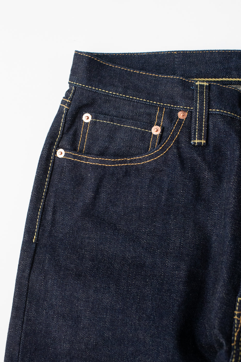 IH-888S-18 - 18oz Vintage Selvedge Denim Medium/High Rise Tapered Cut Jeans - Indigo