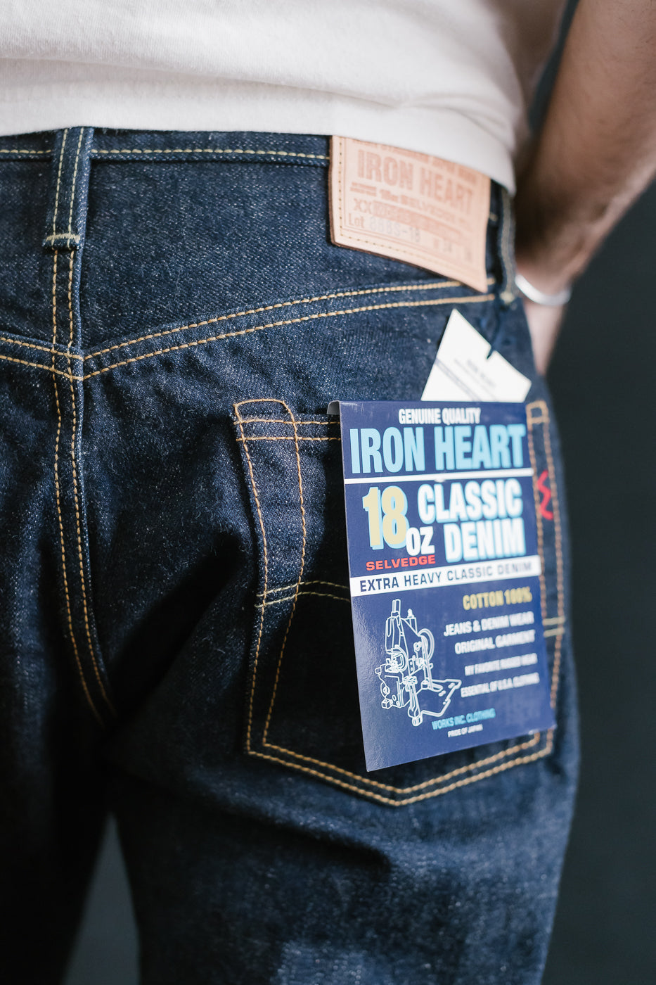 IH-888S-18 - 18oz Vintage Selvedge Denim Medium/High Rise Tapered Cut Jeans - Indigo