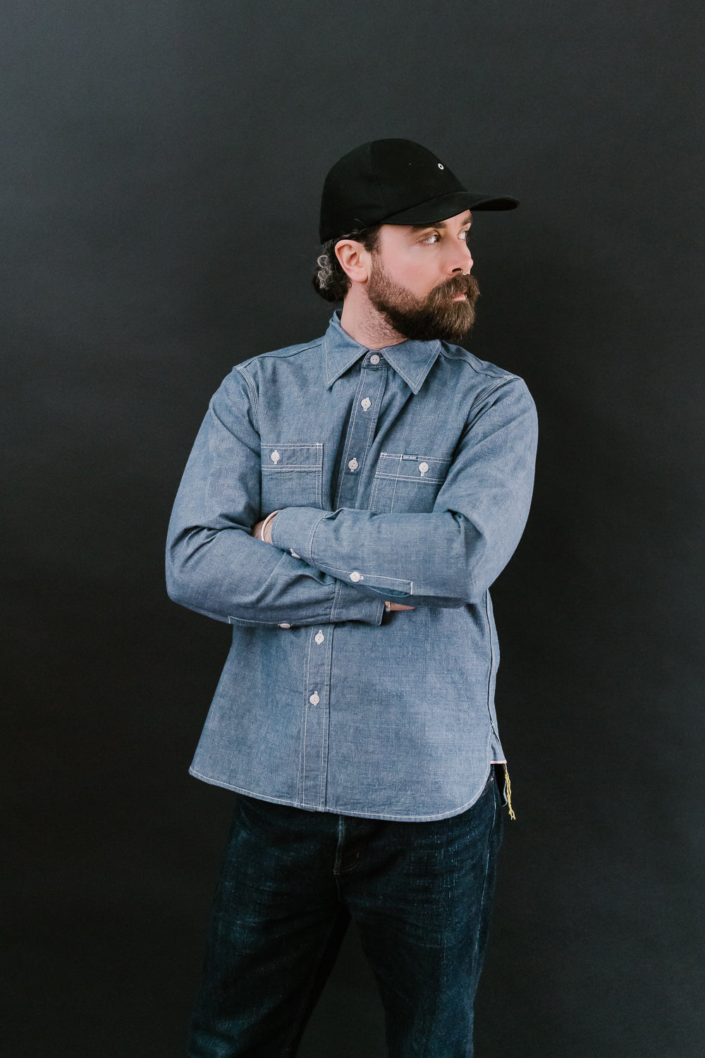 IHSH-21-BLU - 10oz Selvedge Chambray Work Shirt - Blue