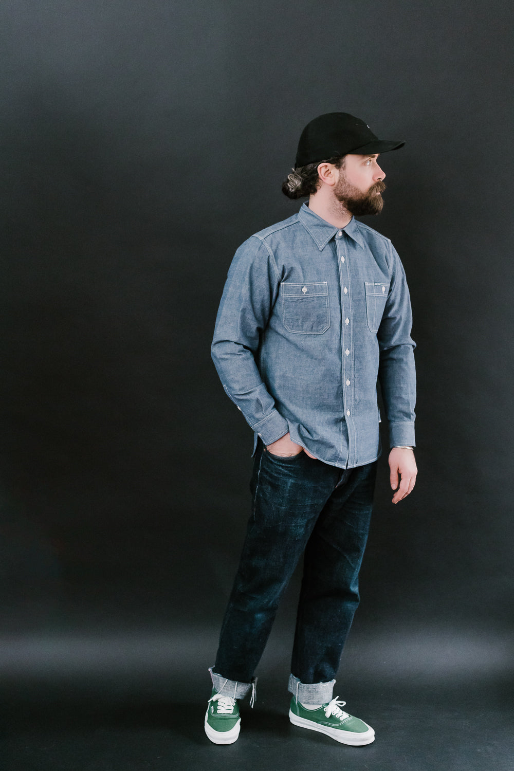 IHSH-21-BLU - 10oz Selvedge Chambray Work Shirt - Blue