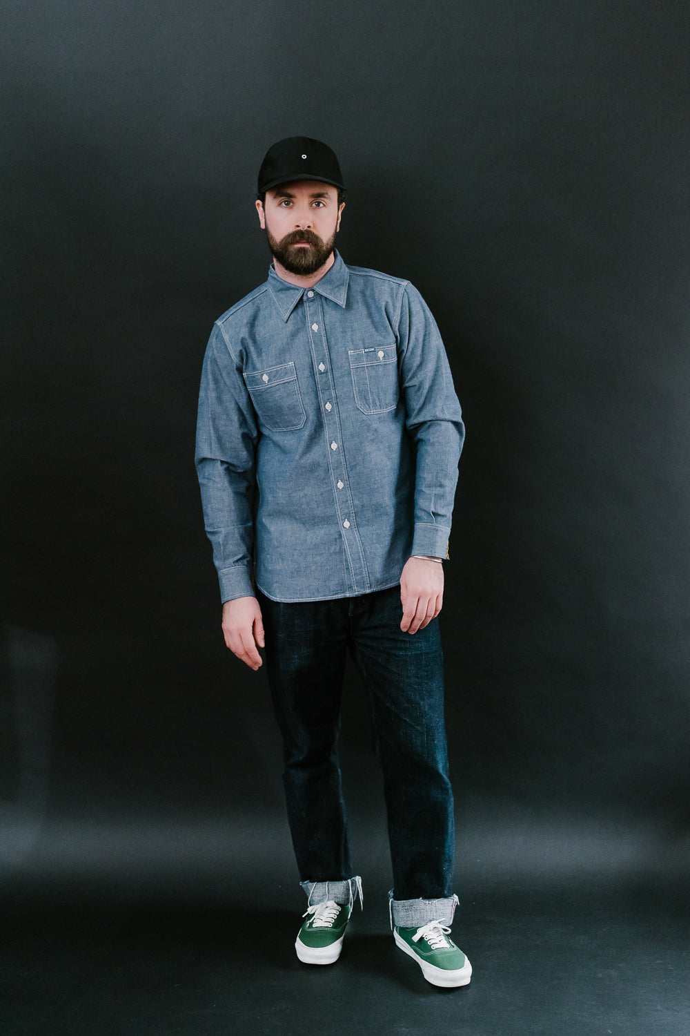 IHSH-21-BLU - 10oz Selvedge Chambray Work Shirt - Blue