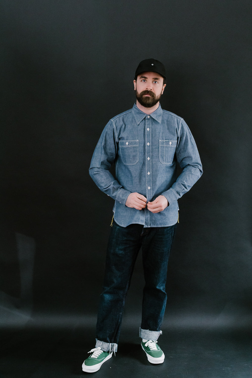 IHSH-21-BLU - 10oz Selvedge Chambray Work Shirt - Blue