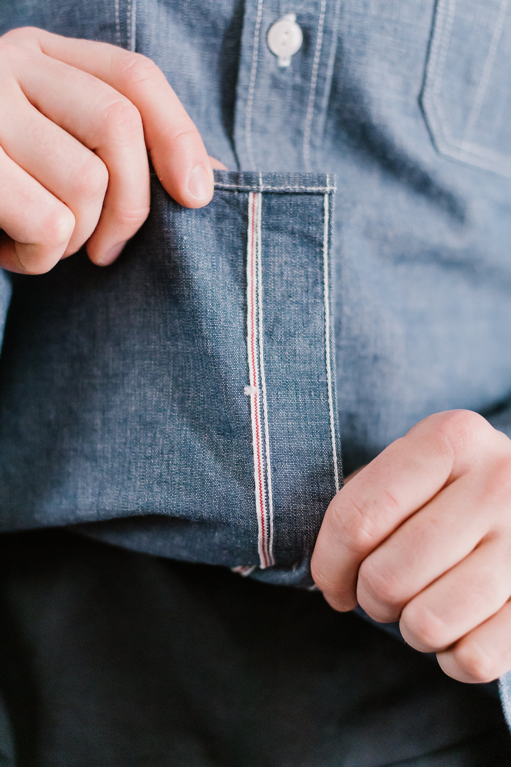 IHSH-21-BLU - 10oz Selvedge Chambray Work Shirt - Blue