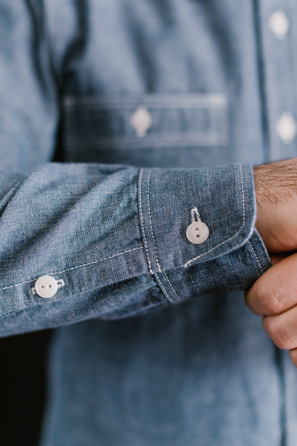 IHSH-21-BLU - 10oz Selvedge Chambray Work Shirt - Blue