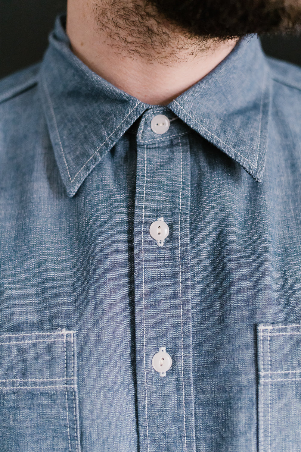 IHSH-21-BLU - 10oz Selvedge Chambray Work Shirt - Blue