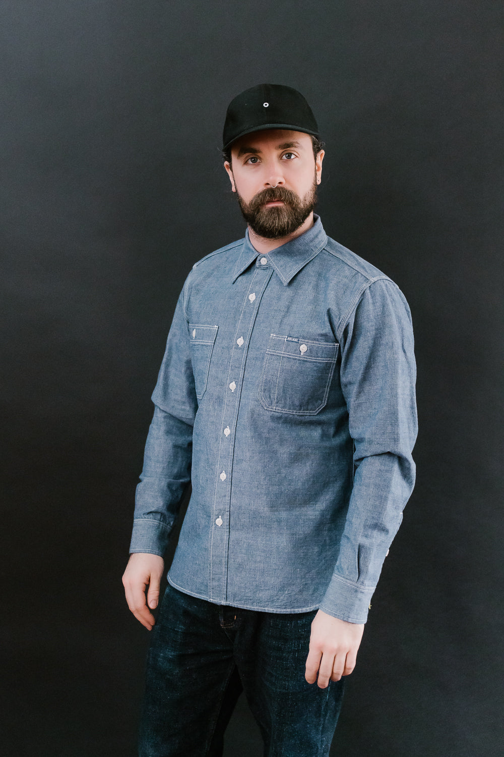 IHSH-21-BLU - 10oz Selvedge Chambray Work Shirt - Blue