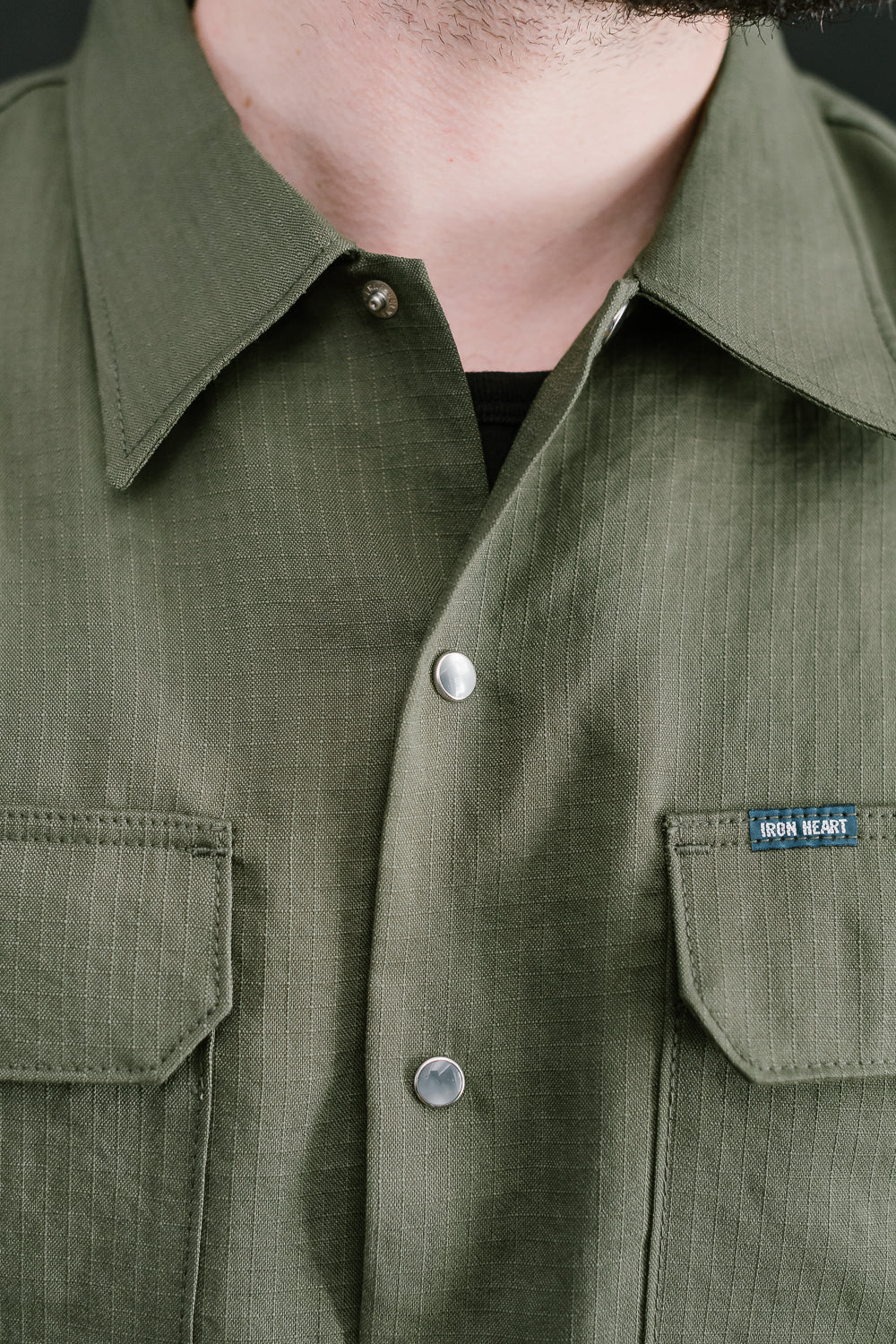 IHSH-286-OLV - Ripstop Short Sleeved Mechanic Shirt - Olive