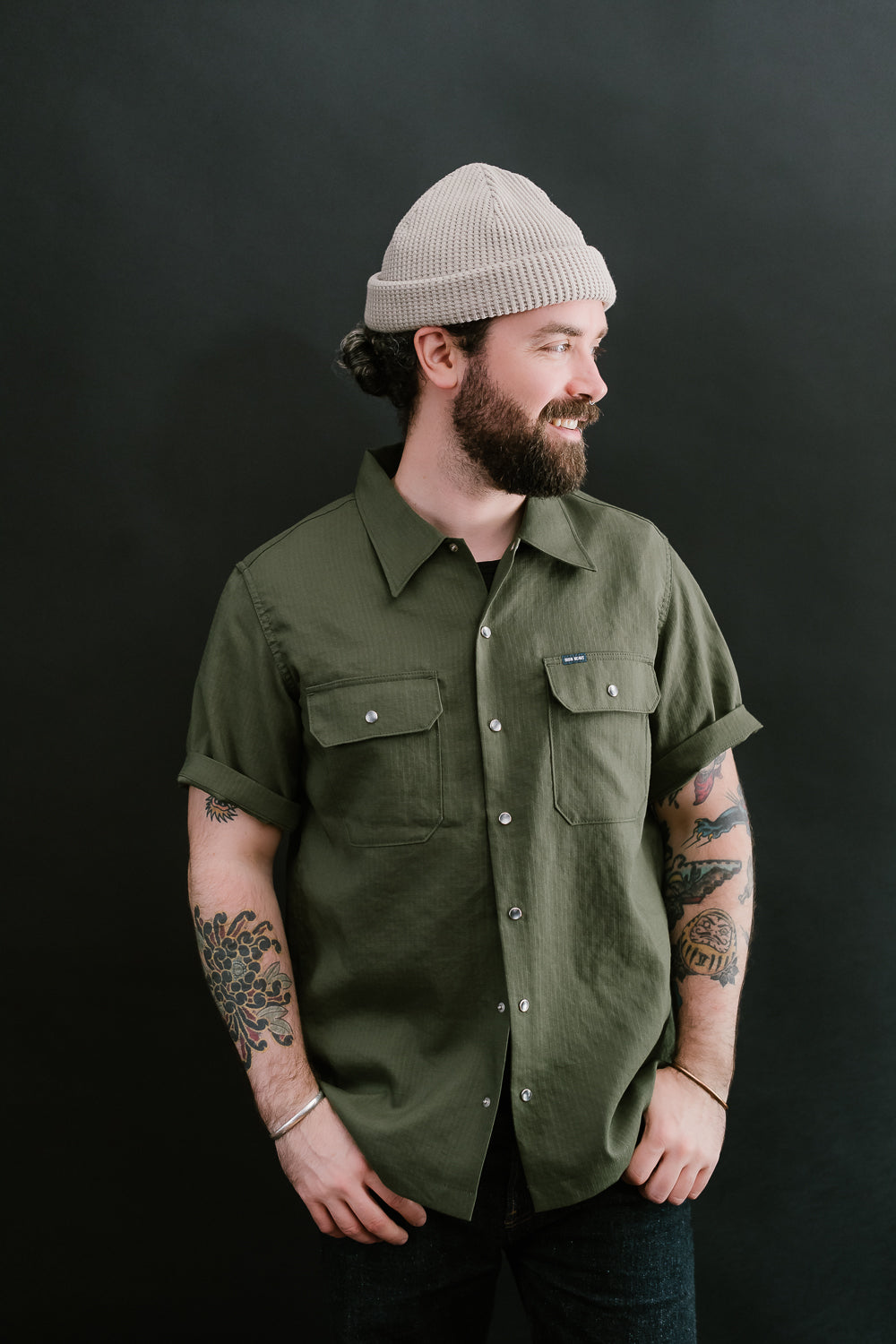 IHSH-286-OLV - Ripstop Short Sleeved Mechanic Shirt - Olive