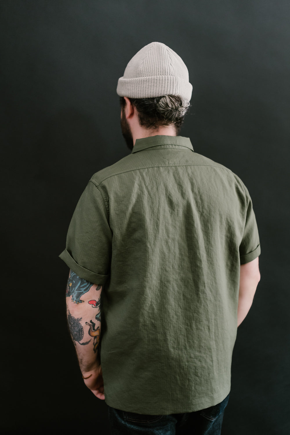 IHSH-286-OLV - Ripstop Short Sleeved Mechanic Shirt - Olive