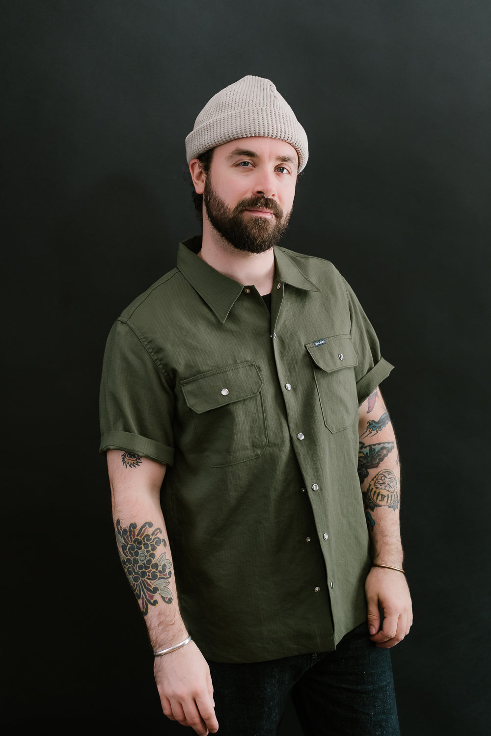 IHSH-286-OLV - Ripstop Short Sleeved Mechanic Shirt - Olive