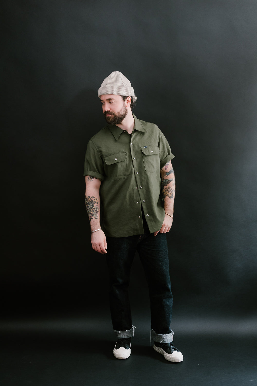 IHSH-286-OLV - Ripstop Short Sleeved Mechanic Shirt - Olive