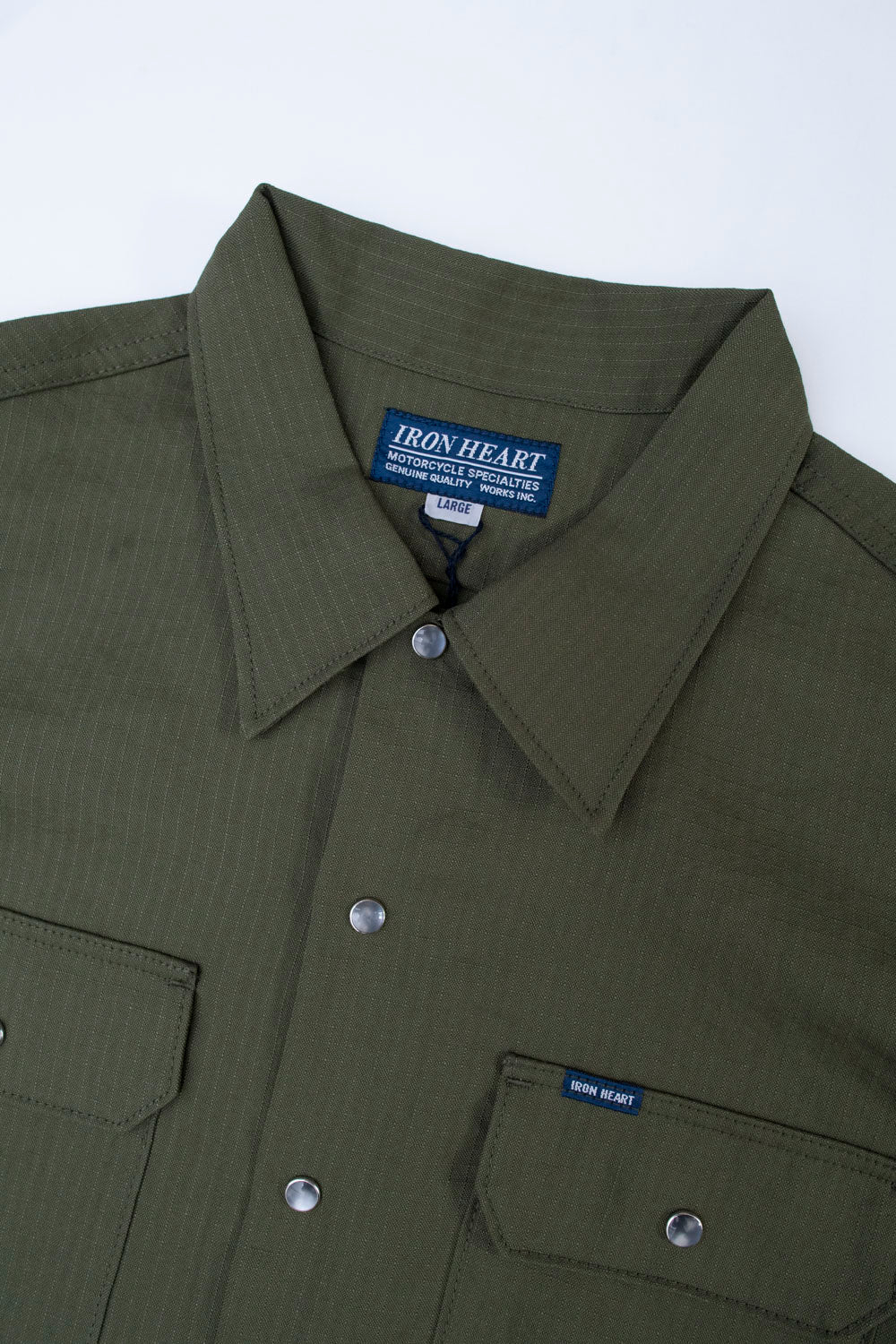 IHSH-286-OLV - Ripstop Short Sleeved Mechanic Shirt - Olive