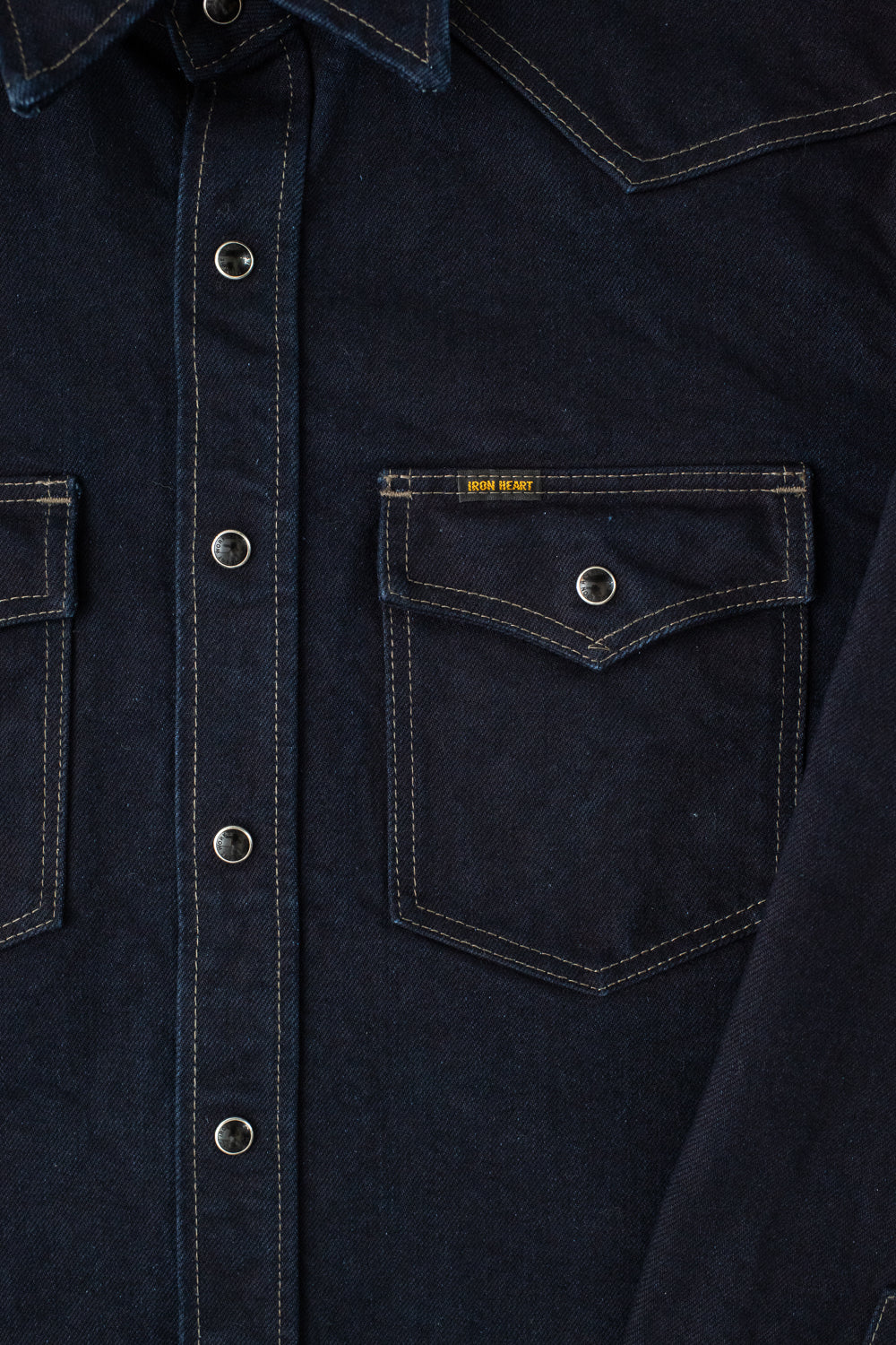 IHSH-295-IB - 14oz Selvedge Denim Western Shirt - Indigo/Black