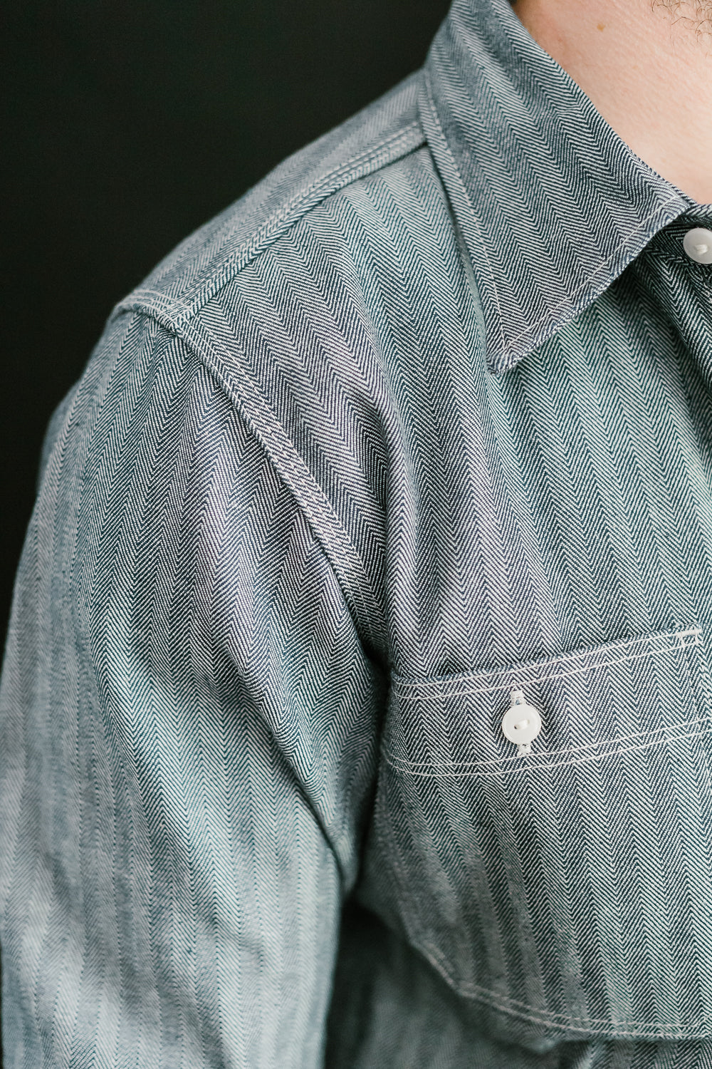 IHSH-308-IND - 12oz Herringbone Work Shirt - Indigo