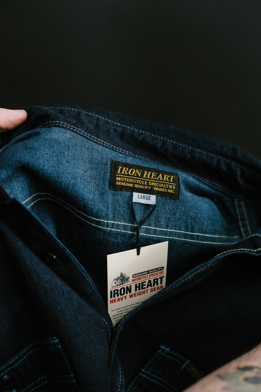 IHSH-353-BLU - 10oz Selvedge Denim Work Shirt - Indigo Overdyed Blue