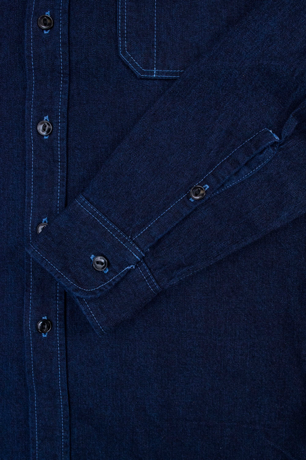 IHSH-353-BLU - 10oz Selvedge Denim Work Shirt - Indigo Overdyed Blue