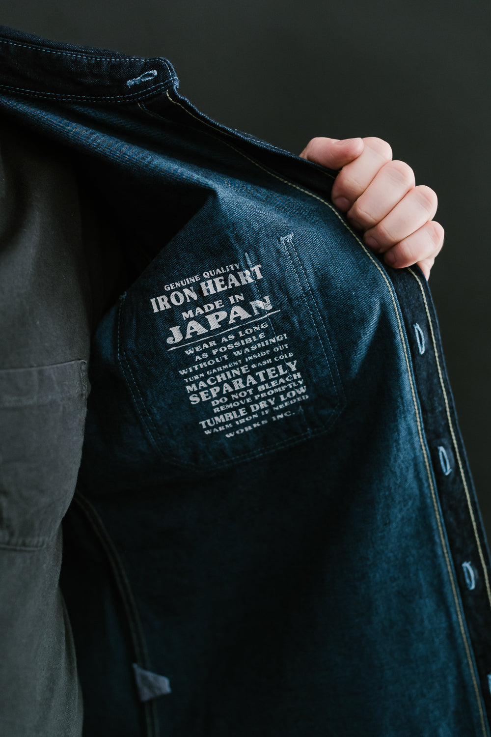 IHSH-353-BLU - 10oz Selvedge Denim Work Shirt - Indigo Overdyed Blue