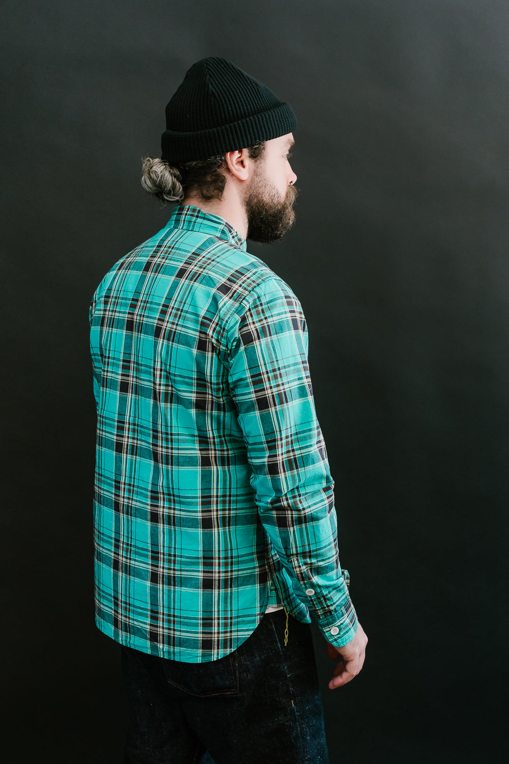 IHSH-356-GRN - 5oz Selvedge Madras Check Work Shirt - Green