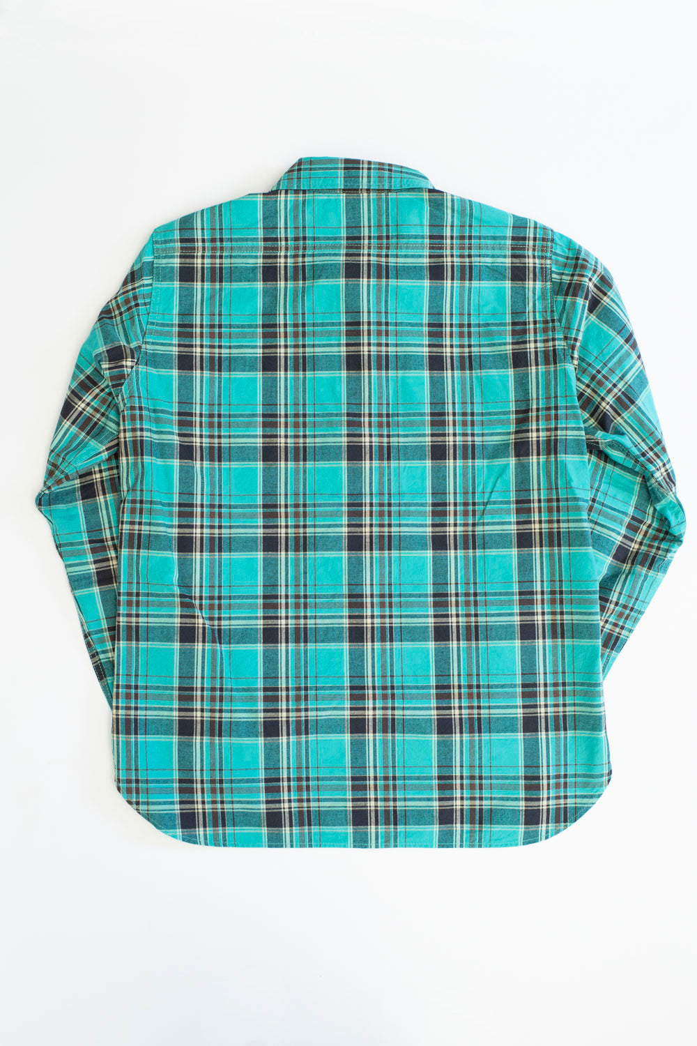 IHSH-356-GRN - 5oz Selvedge Madras Check Work Shirt - Green