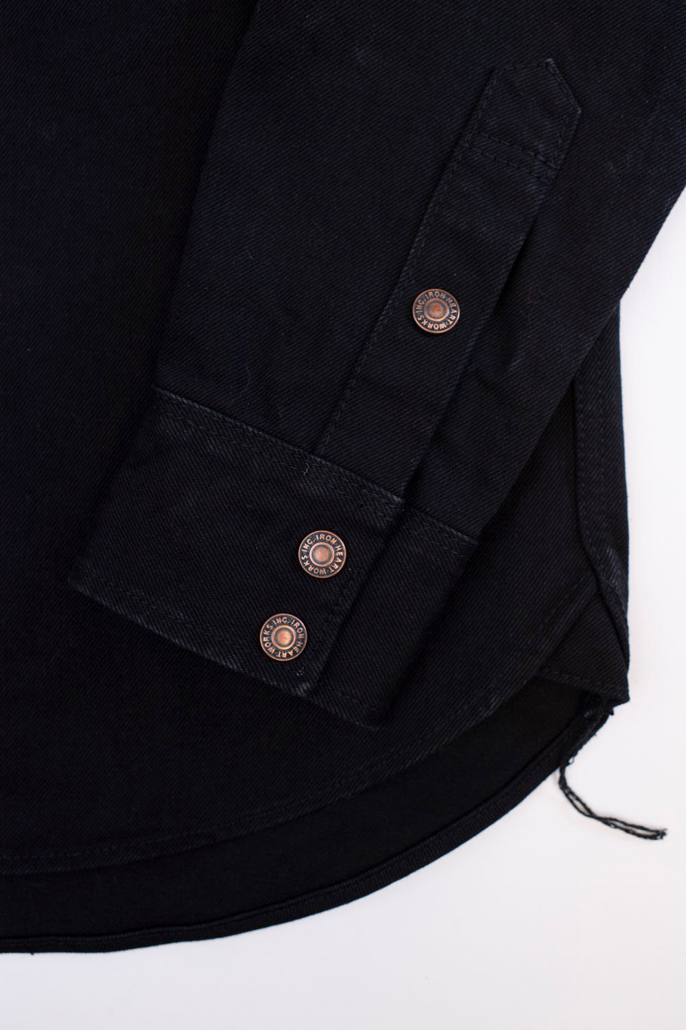 IHSH-362-BLK - 16oz Non-Selvedge Denim CPO Shirt - Superblack (Fades To Grey)