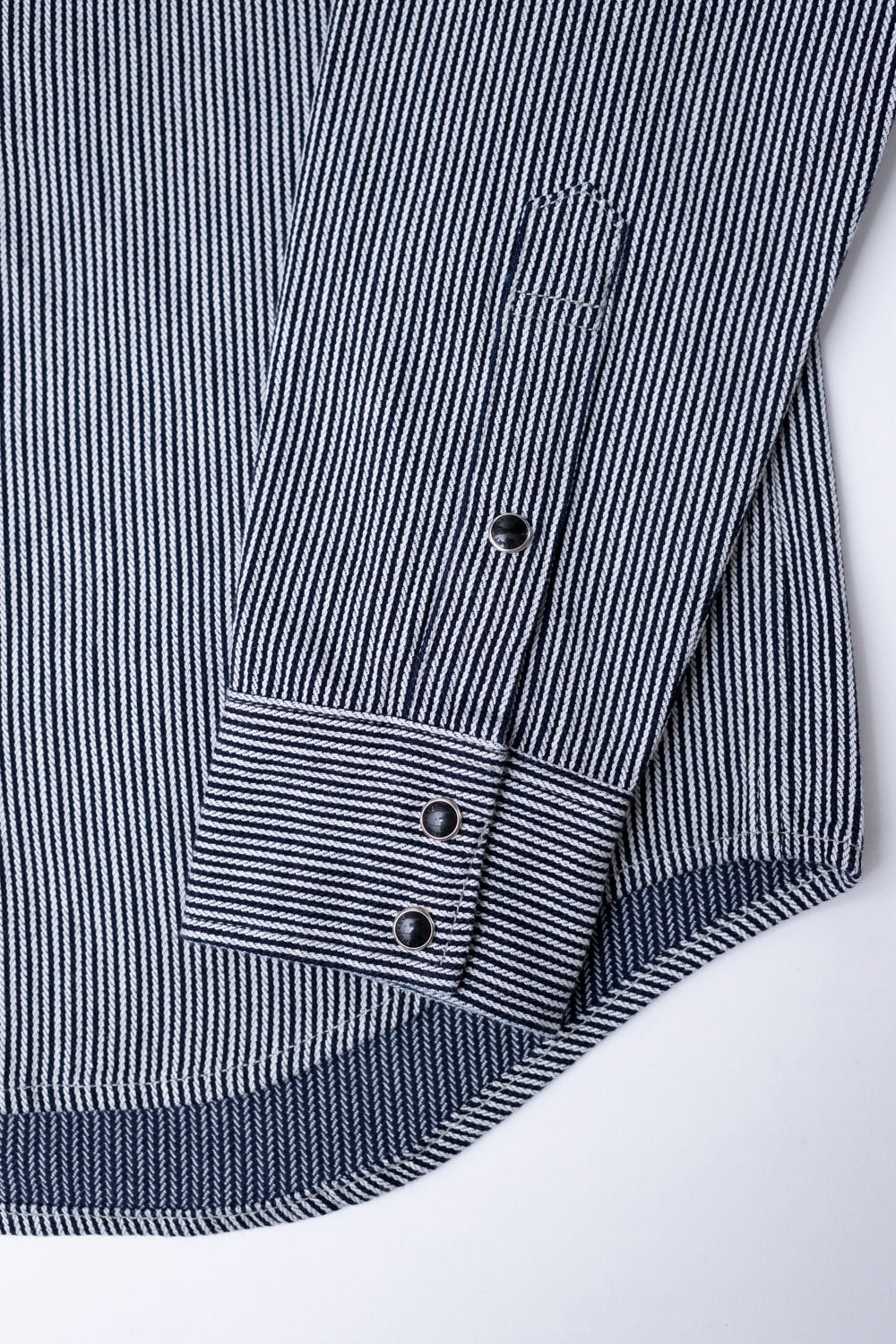 IHSH-365-IND - 8oz Herringbone Hickory Stripe Sawtooth Western Shirt - Indigo