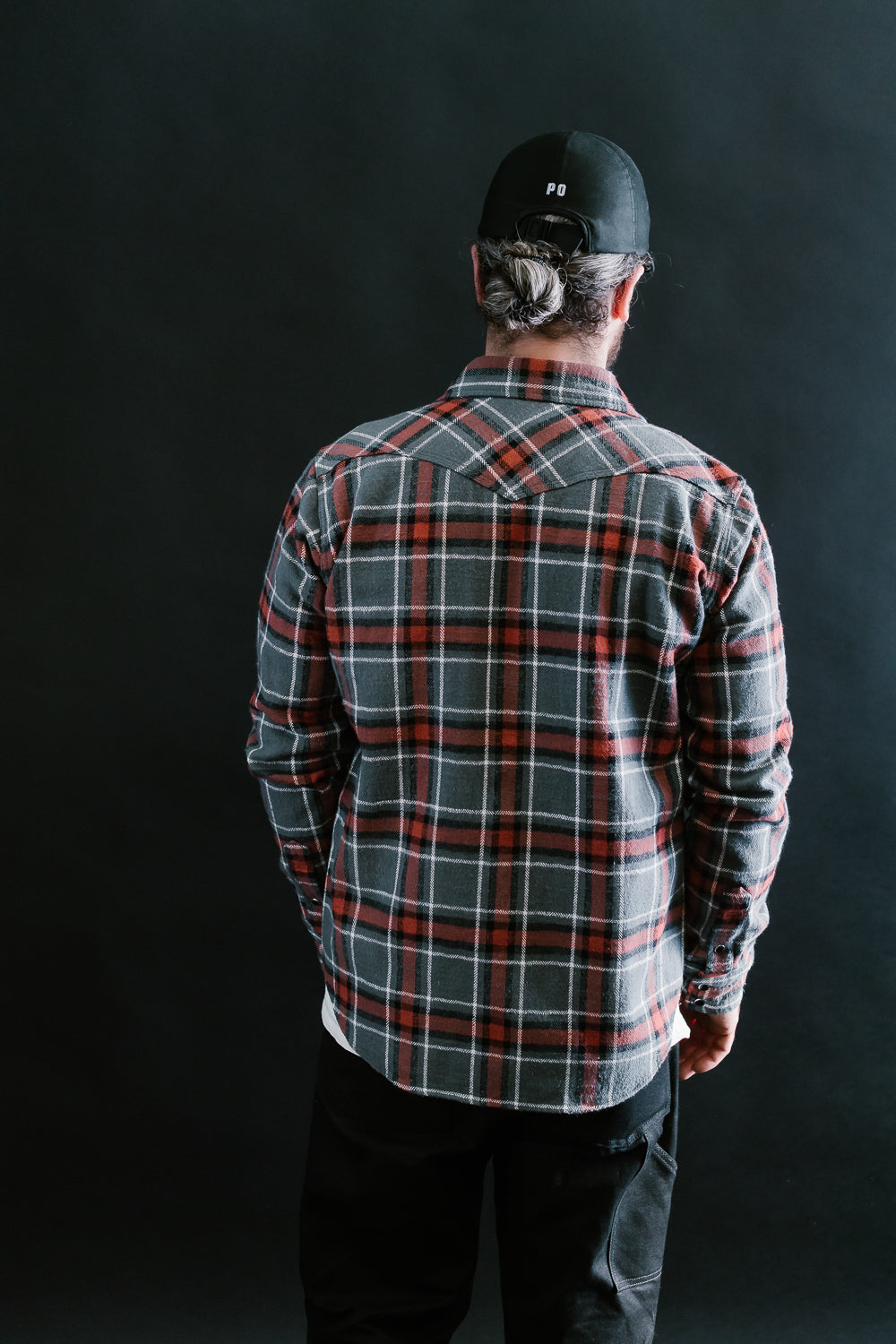 IHSH-369-GRY - 12oz Slubby Heavy Flannel Herringbone Check Western Shirt - Grey