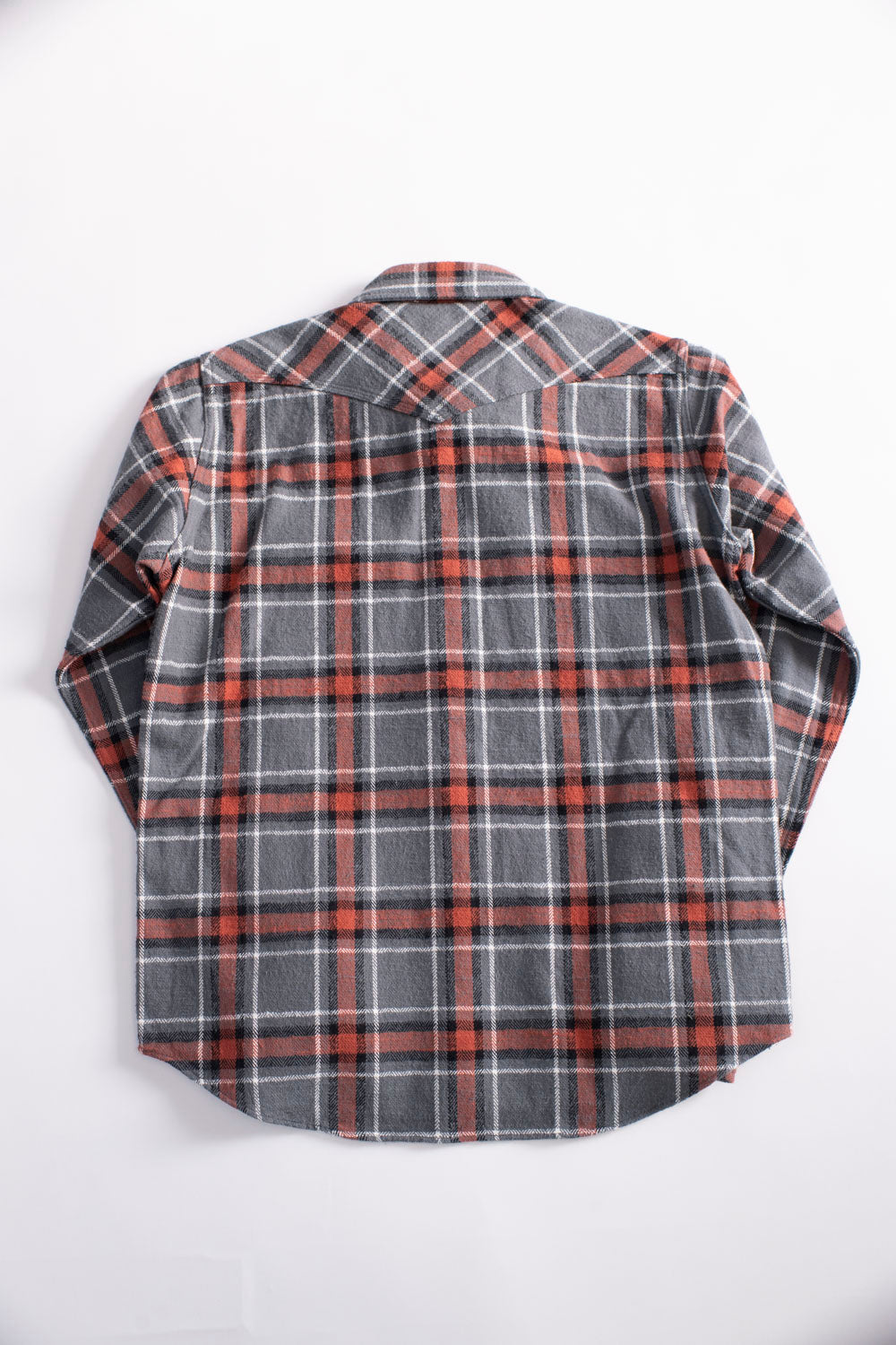 IHSH-369-GRY - 12oz Slubby Heavy Flannel Herringbone Check Western Shirt - Grey