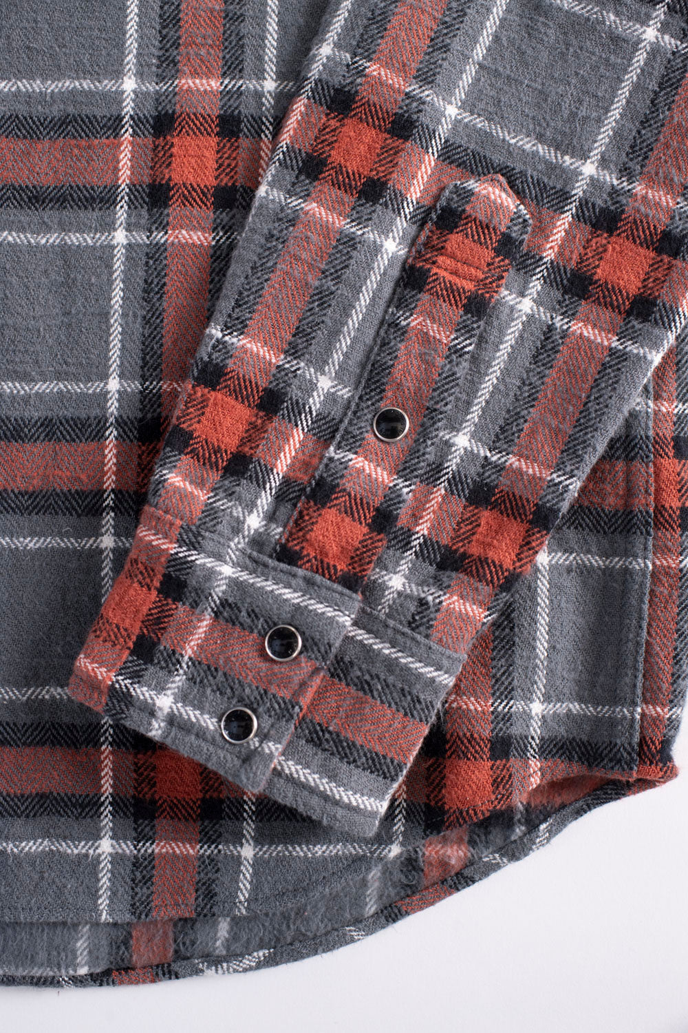 IHSH-369-GRY - 12oz Slubby Heavy Flannel Herringbone Check Western Shirt - Grey