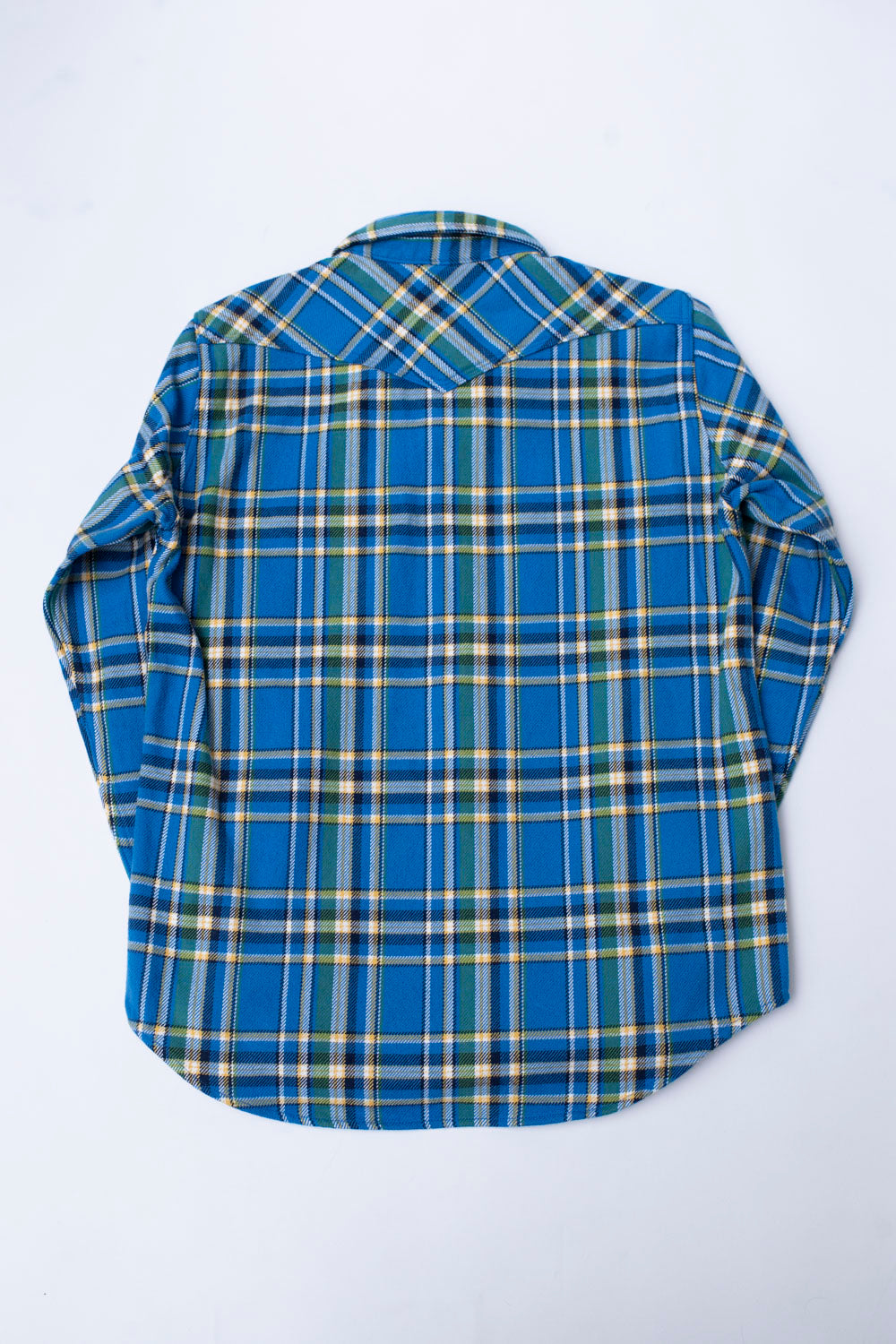 IHSH-370-BLU - Ultra Heavy Flannel Tartan Check Western Shirt - Blue