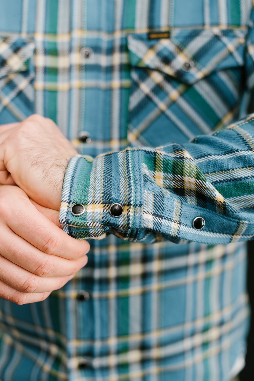 IHSH-370-BLU - Ultra Heavy Flannel Tartan Check Western Shirt - Blue