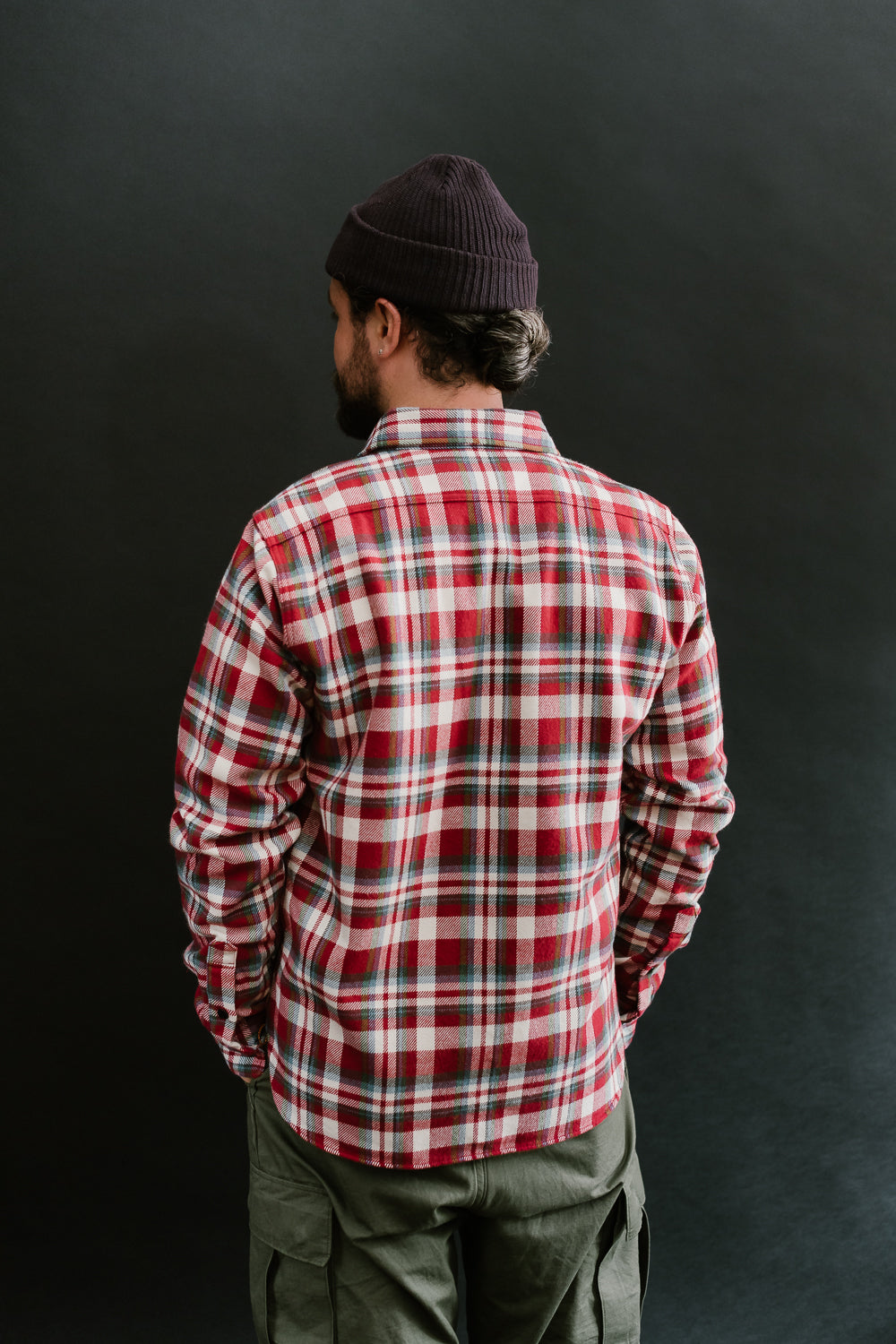 IHSH-371-RED - Ultra Heavy Flannel Crazy Check Work Shirt - Red