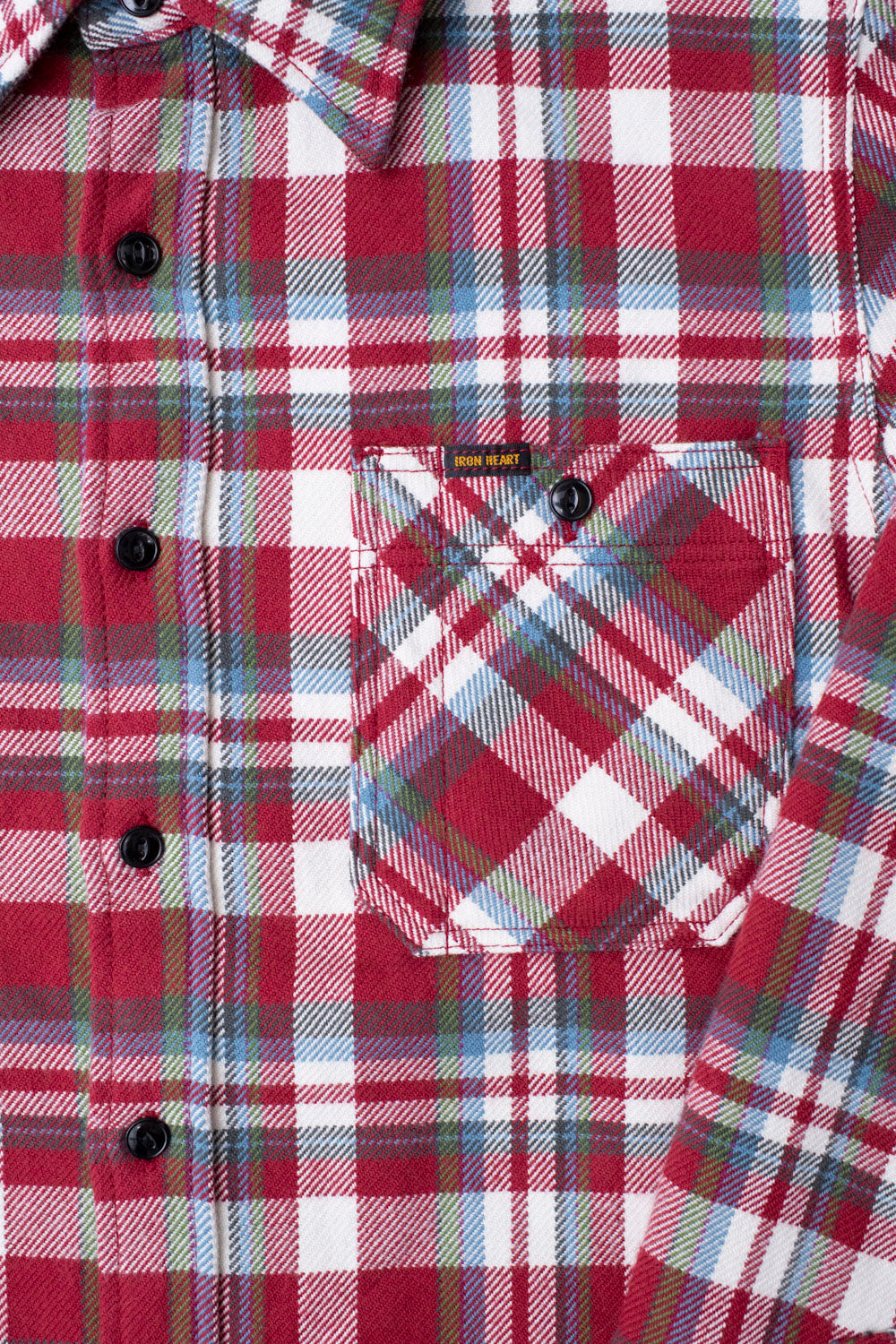 IHSH-371-RED - Ultra Heavy Flannel Crazy Check Work Shirt - Red