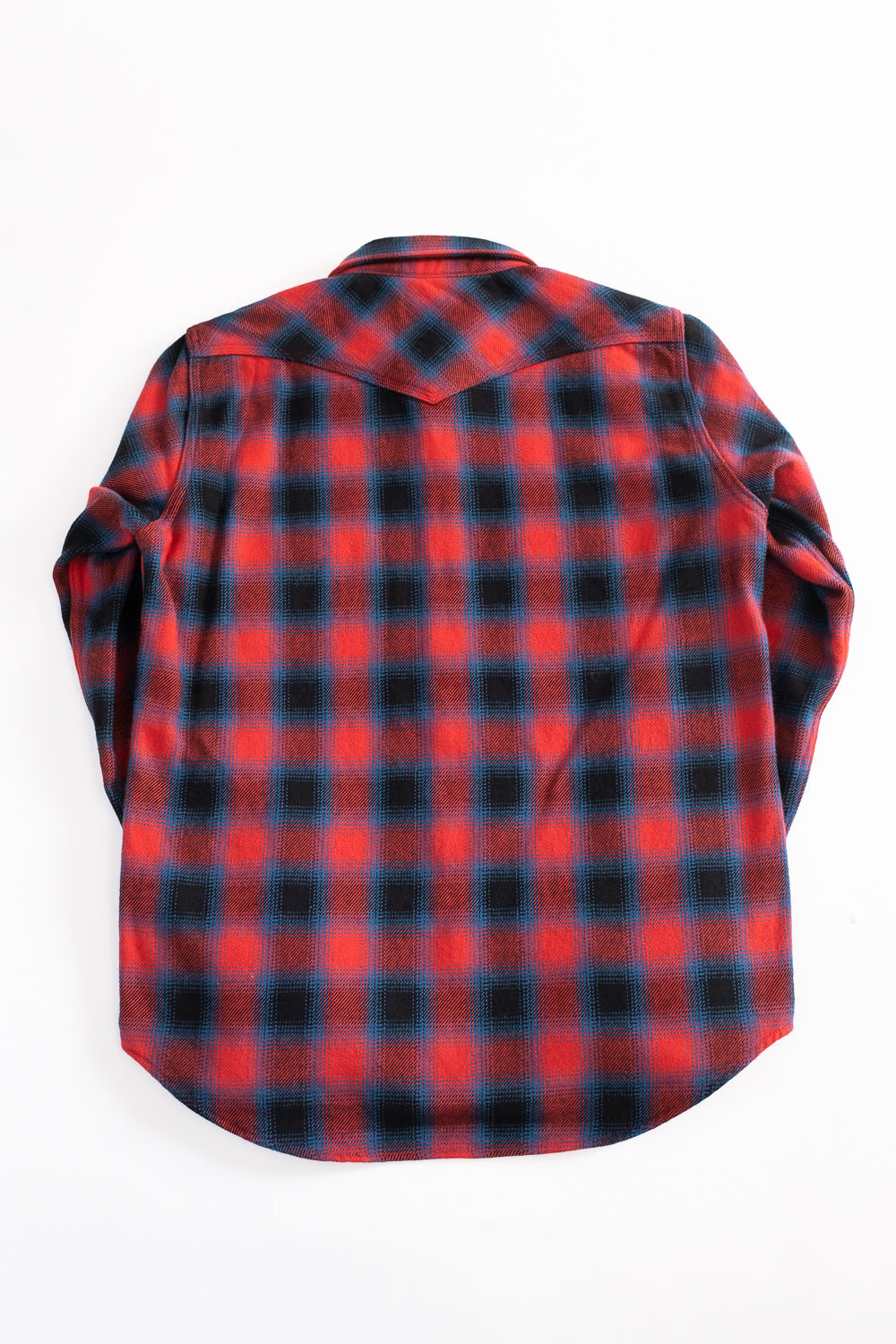 IHSH-373-RED - Ultra Heavy Flannel Ombré Check Western Shirt - Red