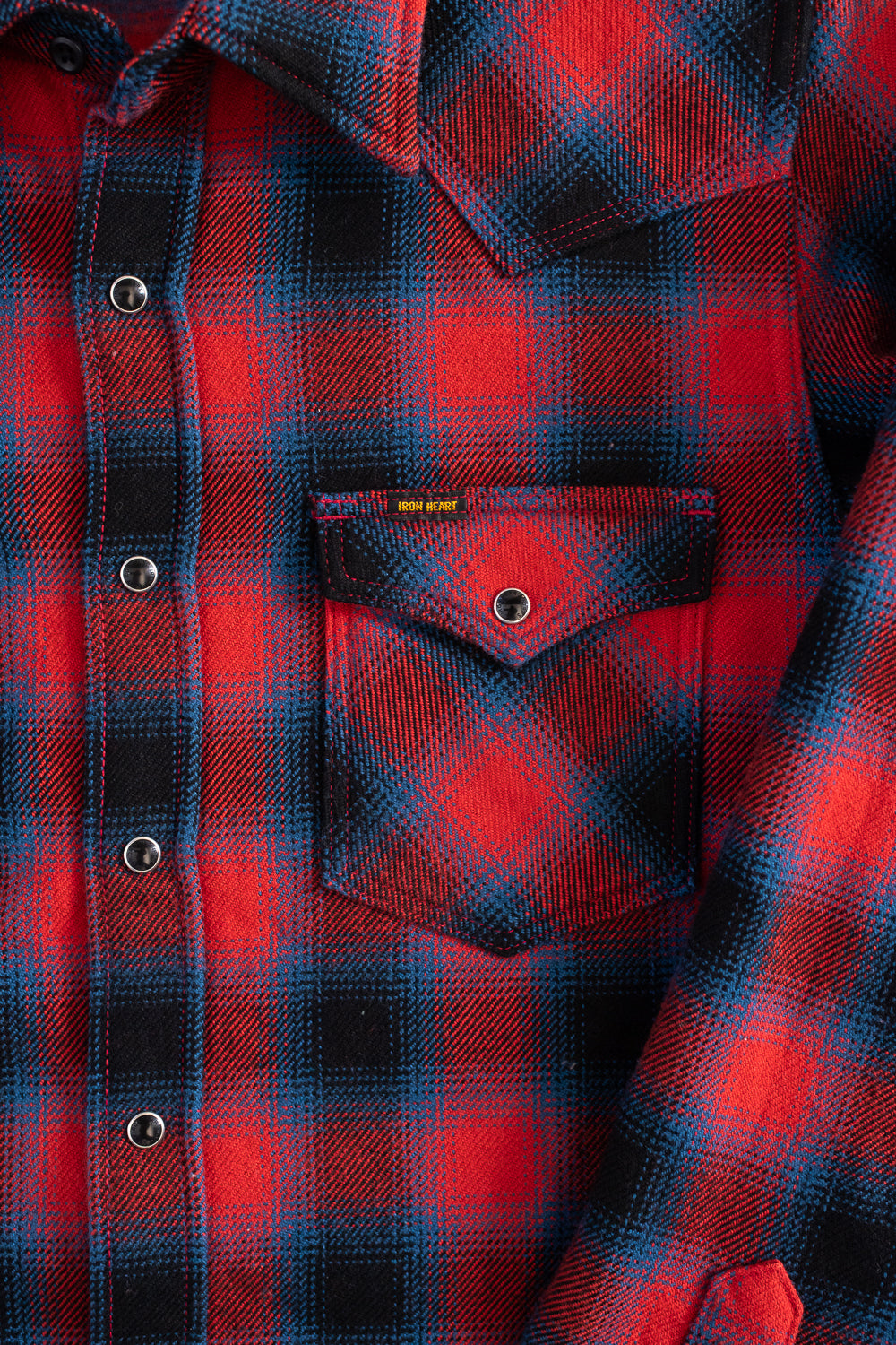 IHSH-373-RED - Ultra Heavy Flannel Ombré Check Western Shirt - Red